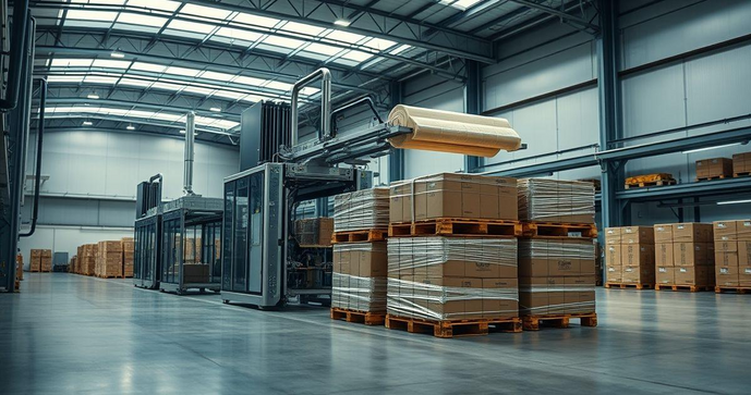 Como a máquina paletizadora filme stretch revoluciona a logística